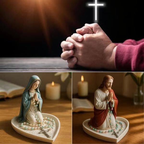 🙏Handmade Virgin Mary Rosary Holder📿Catholic Prayer Beads Display