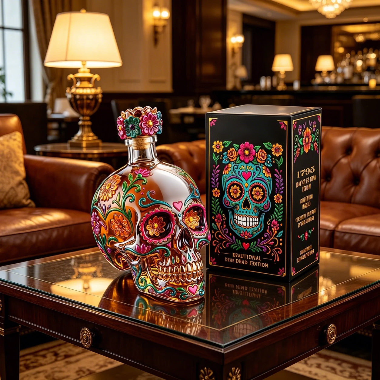 🥃Limited Edition Skull Glass Wine Bottle Bar Ornament