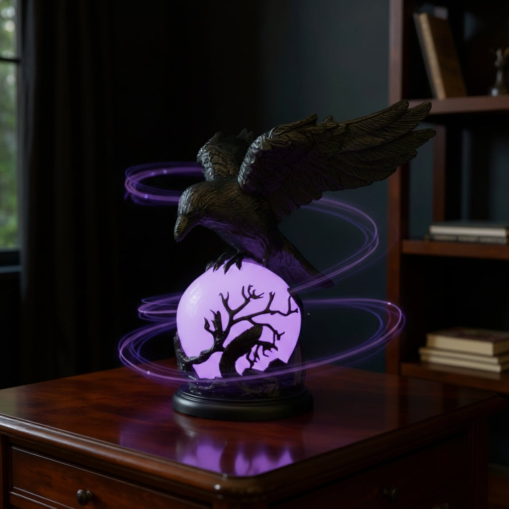 🖤 Nocturne Raven Orb Lamp, Gothic Style Decorative Orb Light, Artistic Table Lamp, Unique Father’s Day Gift for Home, Study & Bar Decoration