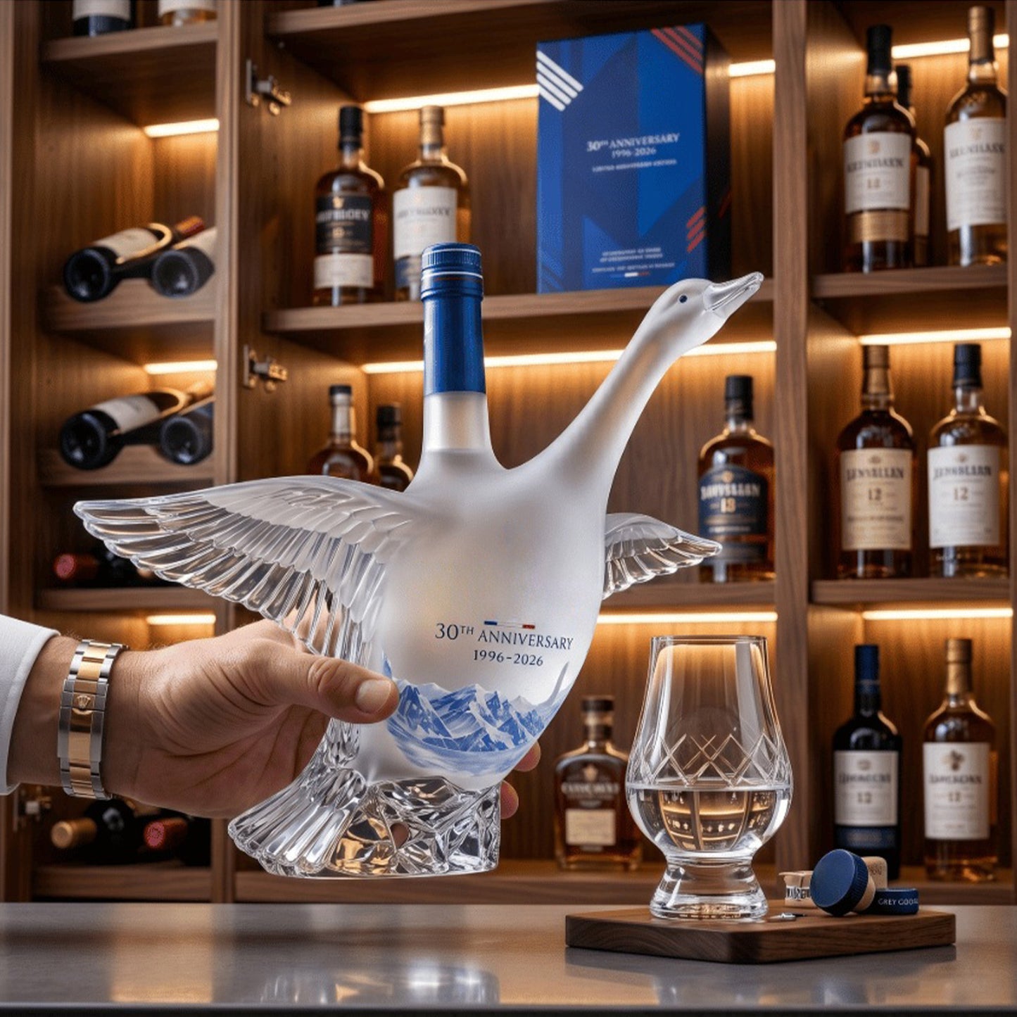 ✨30th Anniversary Limited-Time Offer🪿Glass Craft Anniversary 3D Sculpted Vodka Bottle🥰