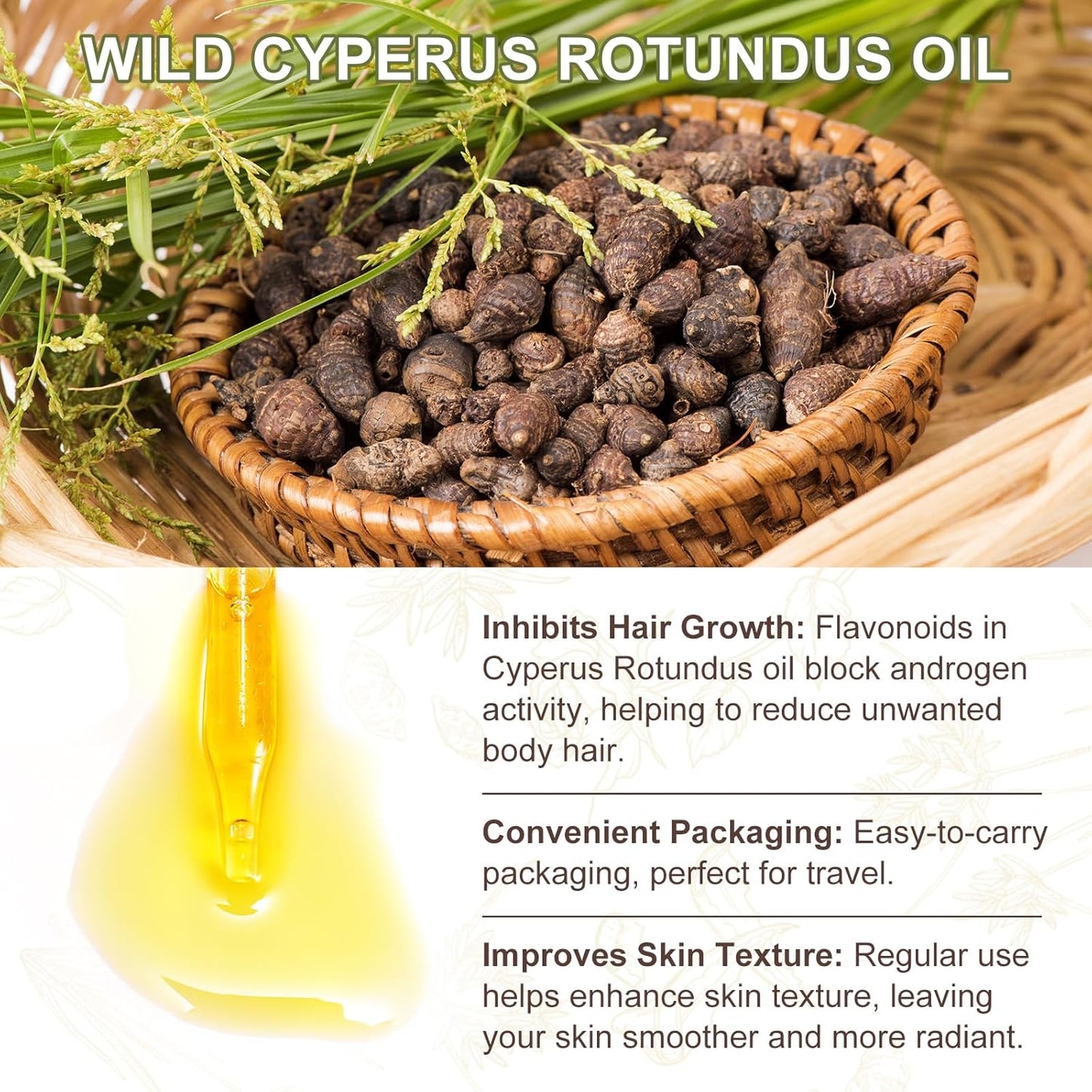 Cyperus Rotundus Oil for Natural Hair Reduction