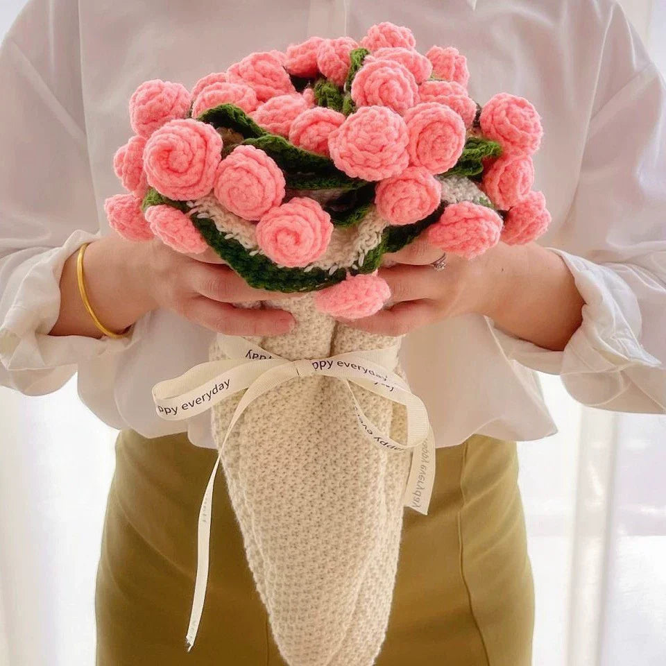 π Hand-Knitted Rose Blanket DIY Kit & Ready-Made Gift