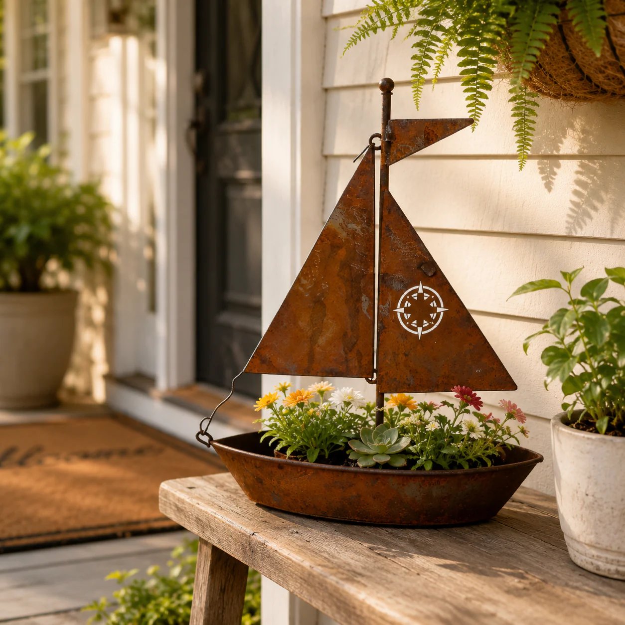 🎁Last Day 49% OFF🌼Rustic Sailboat Metal Planter