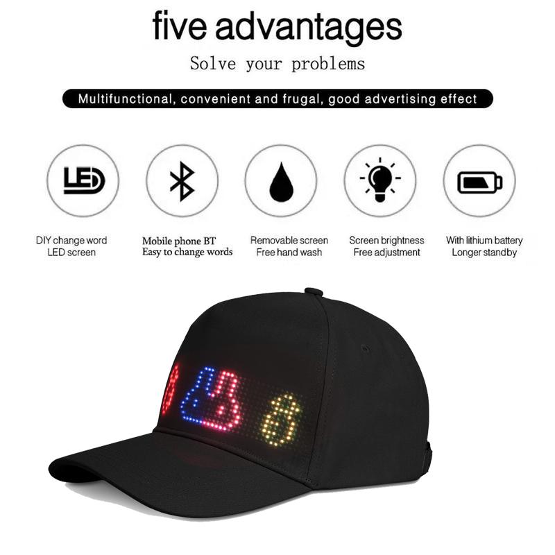 Customizable Gif Picture Text Removable Led Display Scroll Cap