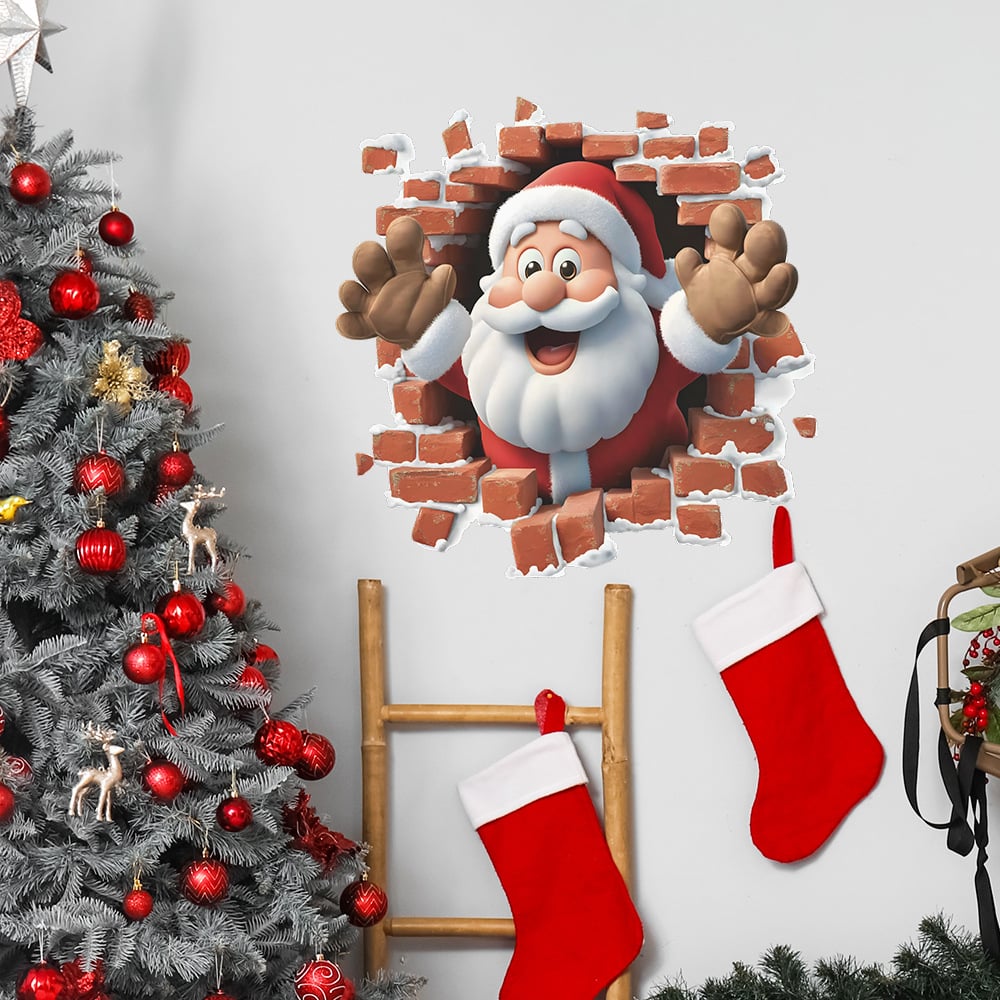 "Santa's Breaking In!" Christmas Wall Sticker ๐
Funny Holiday Decor for Home ๐