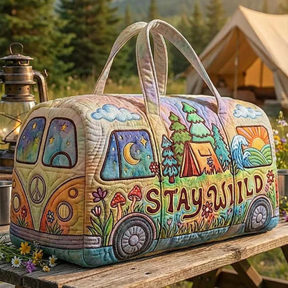 🎁Hippie Van Quilted Duffle Bag | Soft Travel Bag for Women & Men