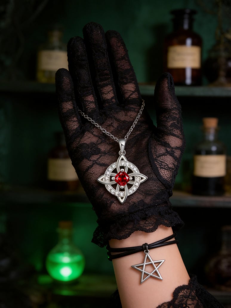 ✨ Mystical Birthstone Witches Knot Necklace