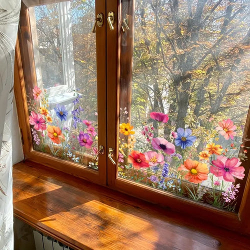 Last Day 50% OFF🔥 Colorful Floral Bouquet Window Sticker (Cut To Size Freely)