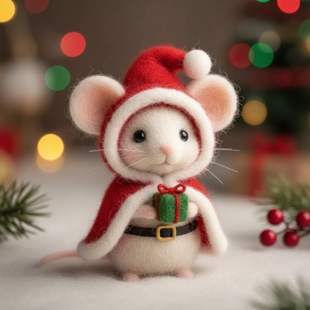 🏆Flash Sale 60% OFF - 🧑‍🎄🐭Handmade Needle Felt Christmas Mouse