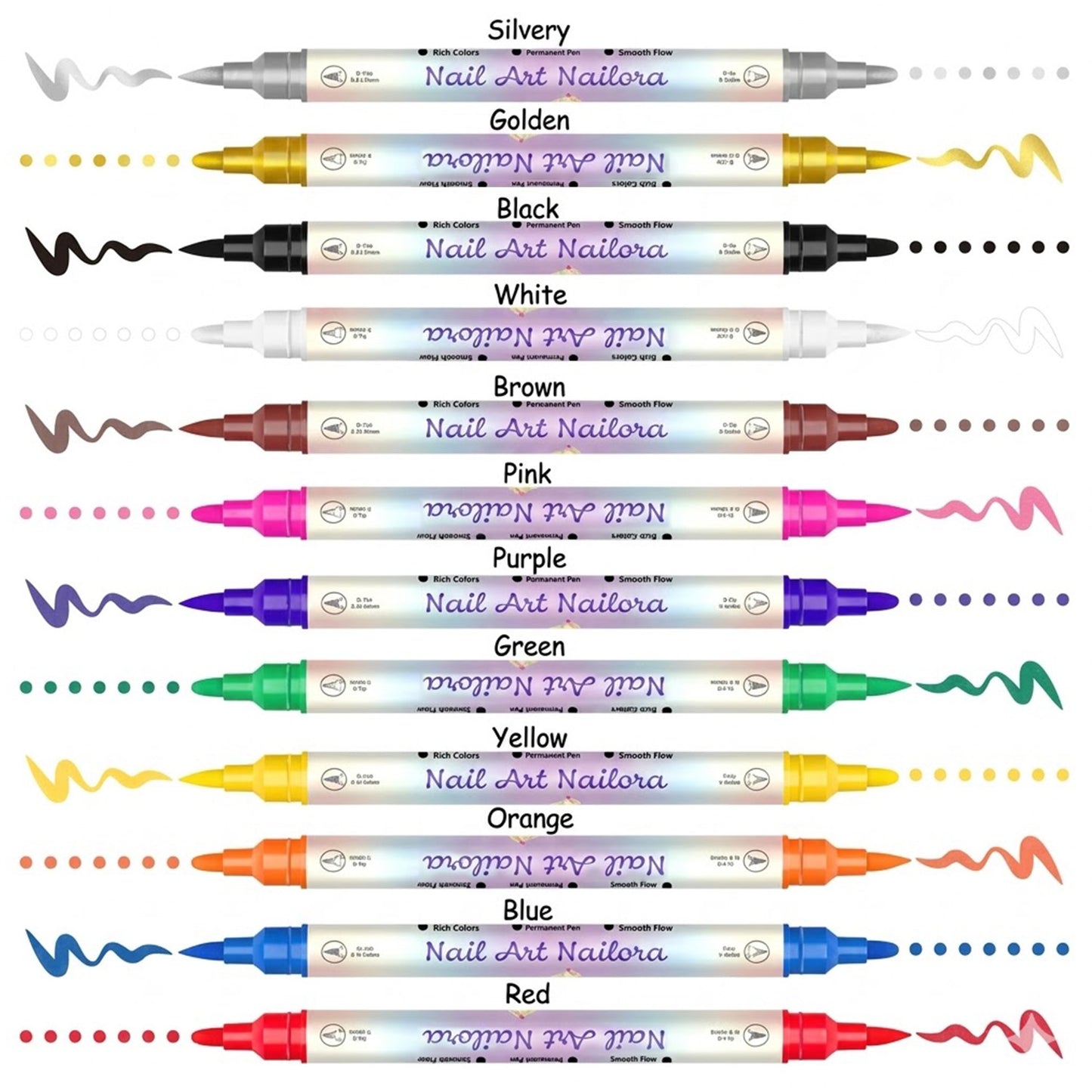 12/24 Colors Nail Art Pens – DIY 3D Nailora for Drawing, Dotting & Manicure