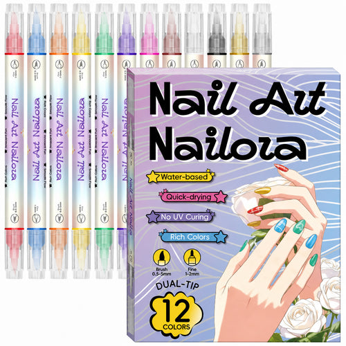 12/24 Colors Nail Art Pens – DIY 3D Nailora for Drawing, Dotting & Manicure