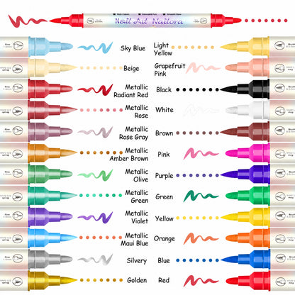 12/24 Colors Nail Art Pens – DIY 3D Nailora for Drawing, Dotting & Manicure