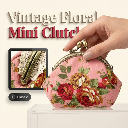 🌸 Vintage Floral Kiss-Lock Mini Wallet Clutch — Lightweight Daily Carry Purse for Women
