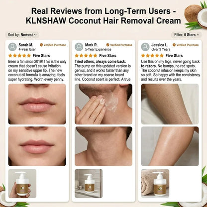 🥥 Painless Hair Removal — Face, Underarms, Legs, & Intimate Areas — Gentle Growth Inhibition: Coconut Hair Removal Cream
