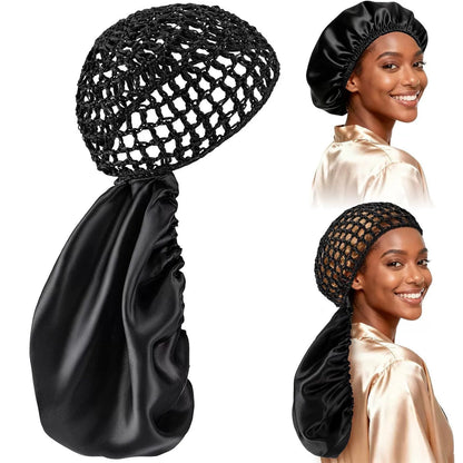 🔥HOT SALE 48% OFF -Detachable Satin Hair Wrap & Hair Net — 2-in-1 Design