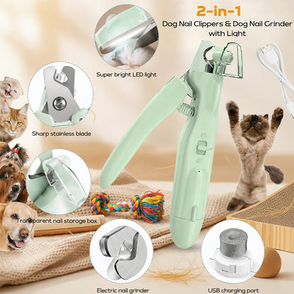 2-in-1 Pet Nail Clipper & Grinder with LED Light