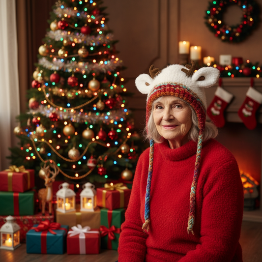 🎄🦌Handmade Knitted Christmas Antler Beanie🧶