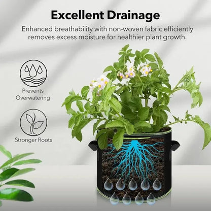 5-Pack 5 Gallon Grow Bags – Heavy Duty Aeration Fabric Pots with Handles for Vegetables, Flowers & Fruits 🪴
