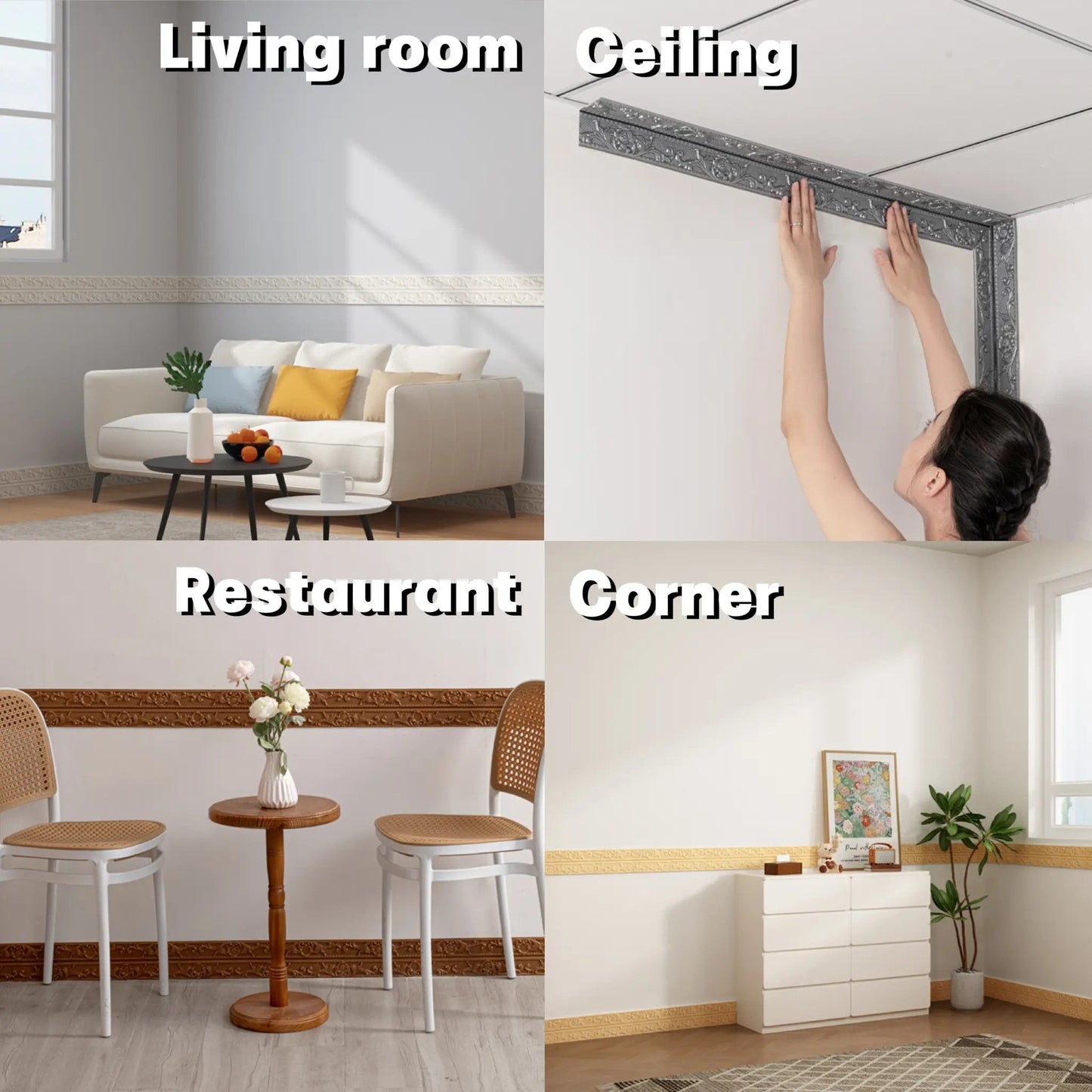 🏡Flexible Peel & Stick Decorative Trim – Wall, Ceiling & Cabinet Molding