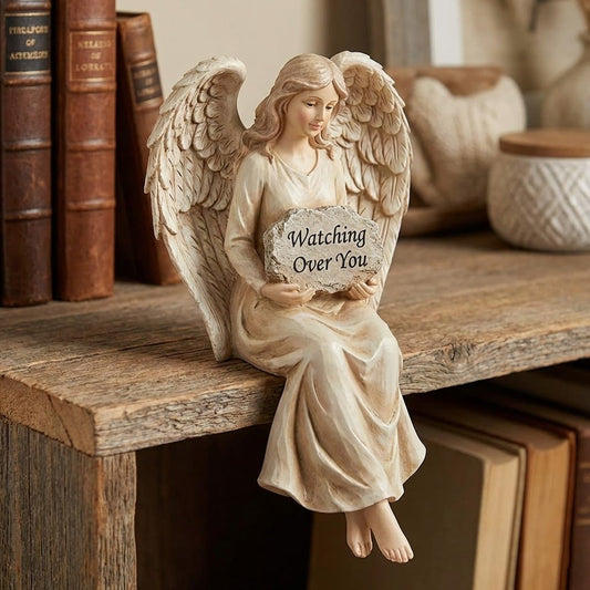 🔥Hot Sale 52% OFF -✨Handcrafted  Guardian Angel Shelf Sitter✝️Serene Desk Companion🙏The "Watching Over You"
