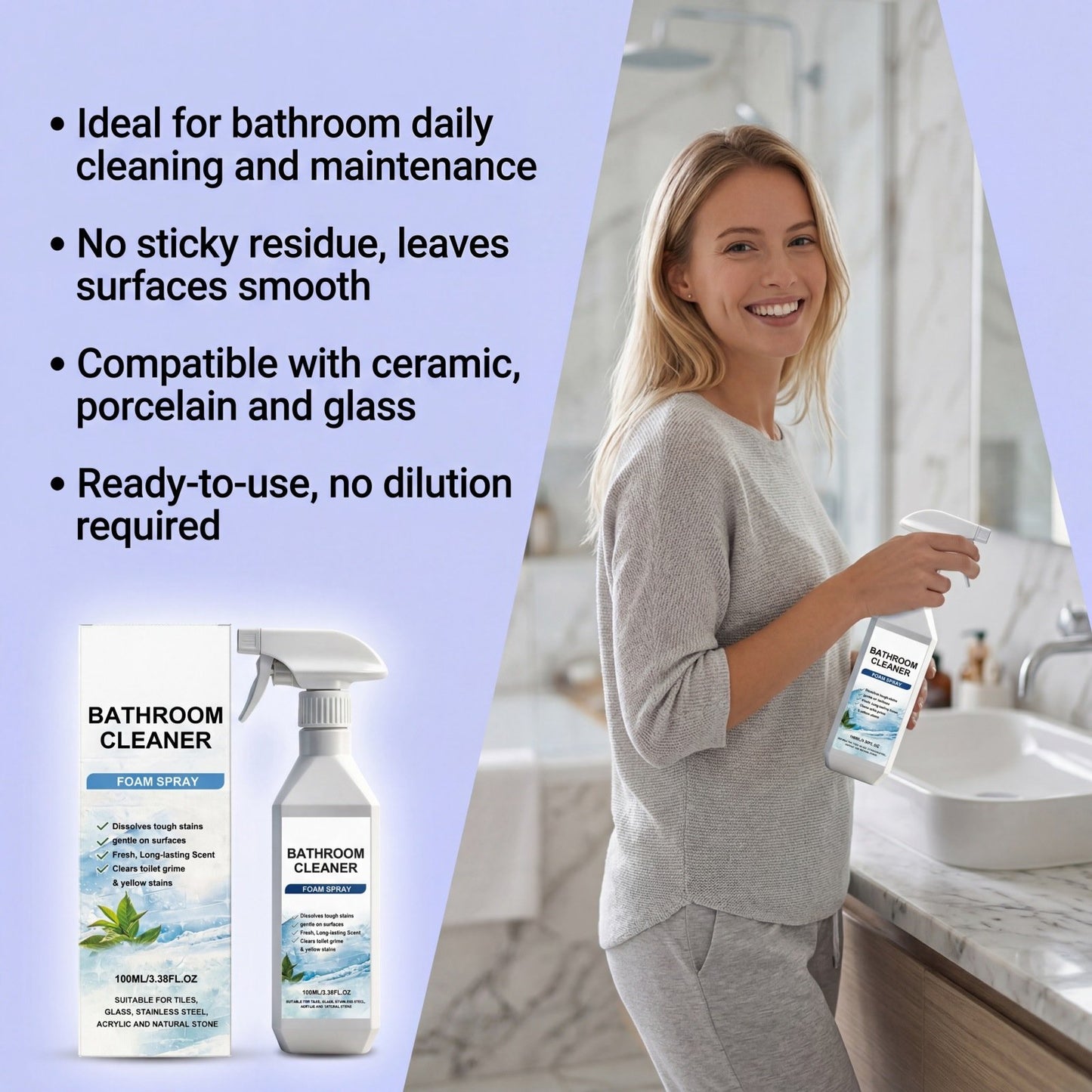 🧽Last Day 70% OFF🧴Gravity-Defying Bathroom Cleaner-Give away alloy brushes🎁