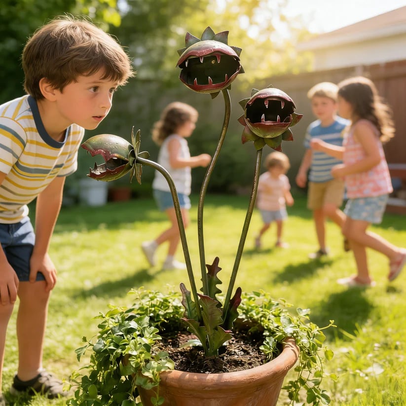 ⏰ Last Day 50% Off: 🪴 Whimsical Metal Carnivorous Plant Garden Stake