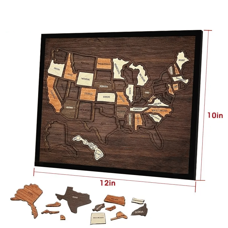 🇺🇸 Wooden USA Travel Map Puzzle🧩A Stylish Way to Track Your Journey & Memories
