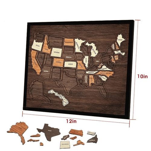 🌍 Wooden USA Travel Map Puzzle 🧩 – A Stylish Way to Track Your Journeys & Memories ✨ Limited Time Offer！