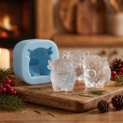 🐮🧊 Mini Highland Cow Ice Cube Mold – Cute 3D Ice for Drinks, Parties & Gifts