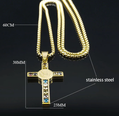 ✝️12 CRYSTAL CHRISTIAN CROSS NECKLACE✨