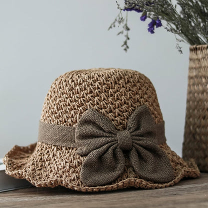 🔥✨Handmade Retro Bow Straw Hat | Foldable Ultra Breathable Summer Essential