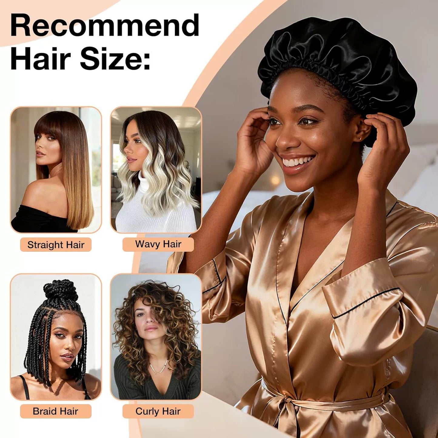 🔥HOT SALE 48% OFF -Detachable Satin Hair Wrap & Hair Net — 2-in-1 Design