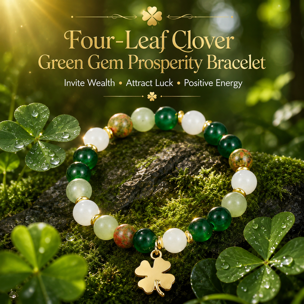 4-Leaf Clover Fortune Bracelet Carry Luck, Beauty, and Positive Energy Every Day-ZP