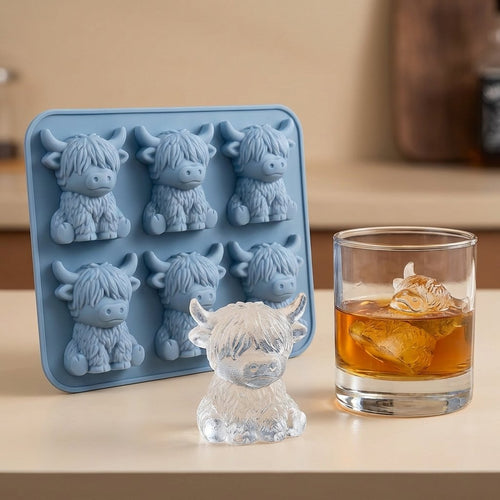 🐮🧊 Mini Highland Cow Ice Cube Mold – Cute 3D Ice for Drinks, Parties & Gifts