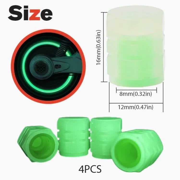 50PCS Glow-in-the-Dark Car Tire Valve Cap Set - Durable, Easy-to-Install, No-Tool-Required Accessories for Safe Night Driving - Perfect for Most Vehicle Tires