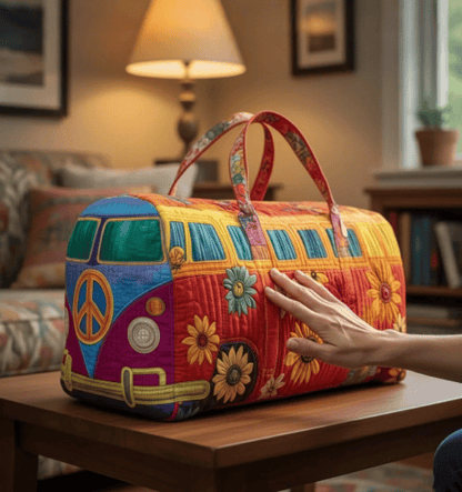 🎁Hippie Van Quilted Duffle Bag | Soft Travel Bag for Women & Men