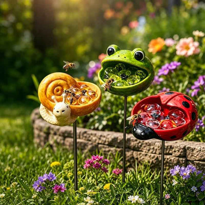 🌸🐝 Help Pollinators Thrive! | Frog, Snail & Ladybug Water Bowl Decor🐸🐌🐞