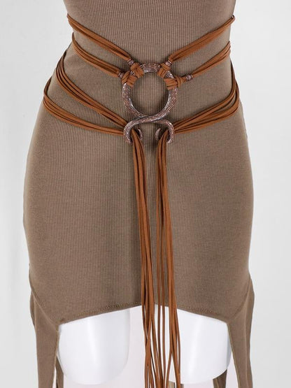 🔥2026 HOT SALE 49% OFF🔥Medieval Viking Braided Leather Belt Set, with Ring Buckle & Tassel Decorations