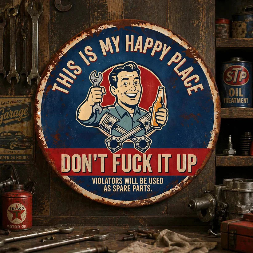 💀🍺"This Is My Happy Place" Funny Man Cave Decor