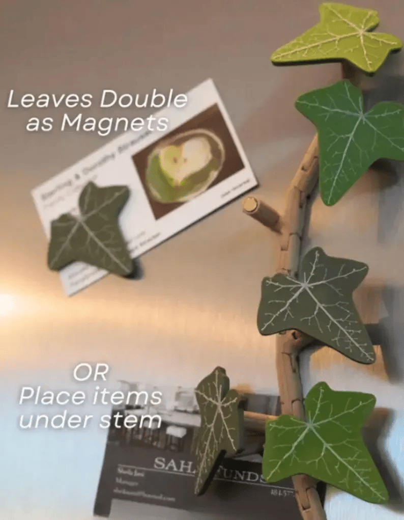 3D Printed Magnetic Ivy Faux Plant Fridge Magnet