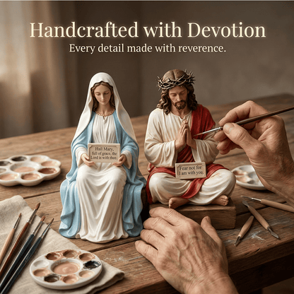 🔥Hot Sale 49% OFF -✝️Peaceful Desk Companions ✨ Handcrafted Jesus & Virgin Mary Figurines