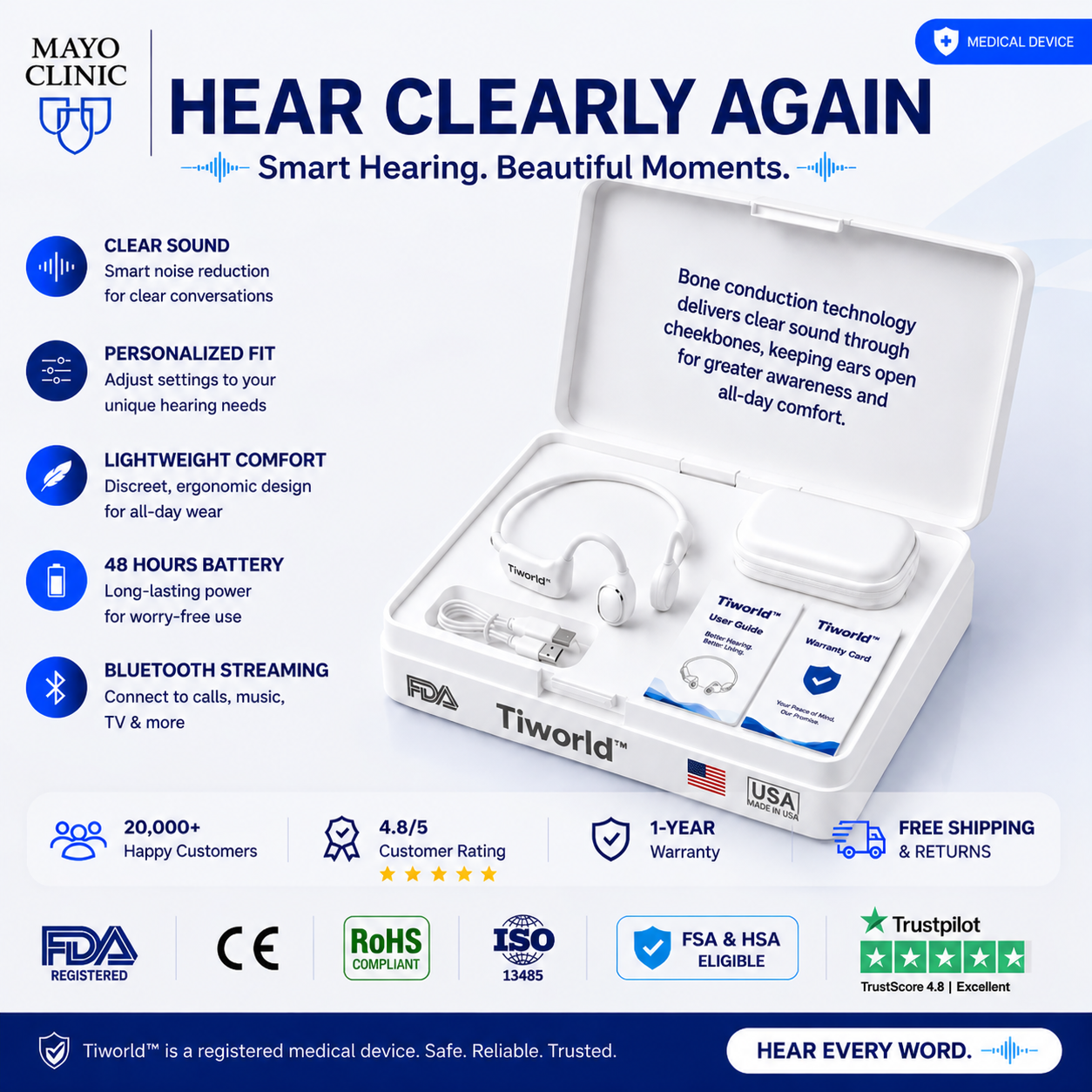 🔥 Final 2 Hours : Only Limited Stock Left🏆oeomon™ Bone Conduction Smart Hearing Headphones