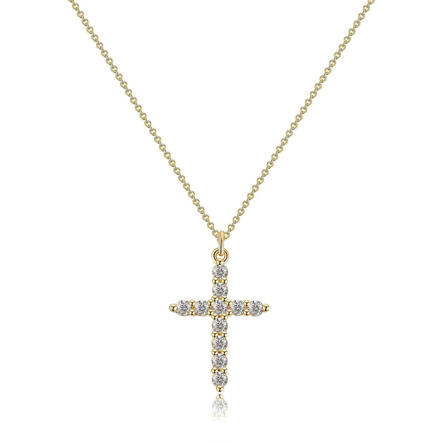 Paved Cross Rotated Crown Necklace