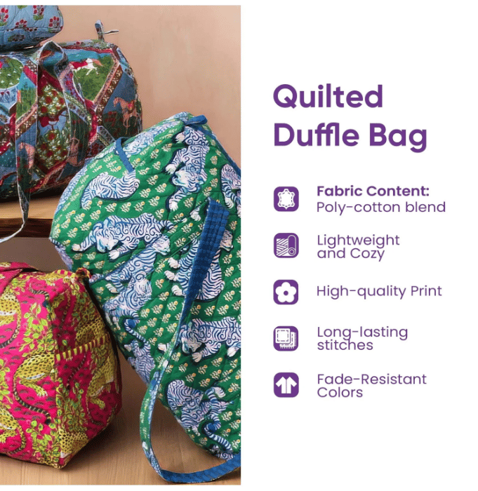 🎁Hippie Van Quilted Duffle Bag | Soft Travel Bag for Women & Men
