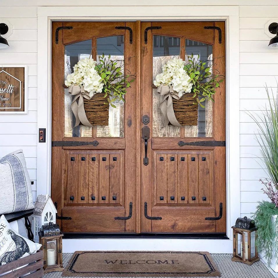 🎁Christmas Gift💐Cream Hydrangea Door Hanger Basket Wreath