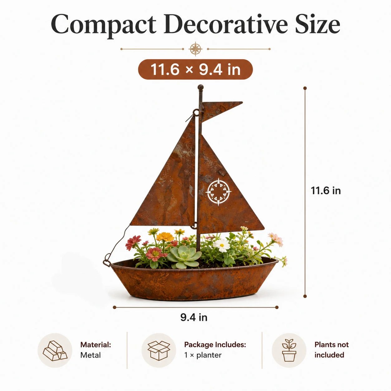 🎁Last Day 49% OFF🌼Rustic Sailboat Metal Planter