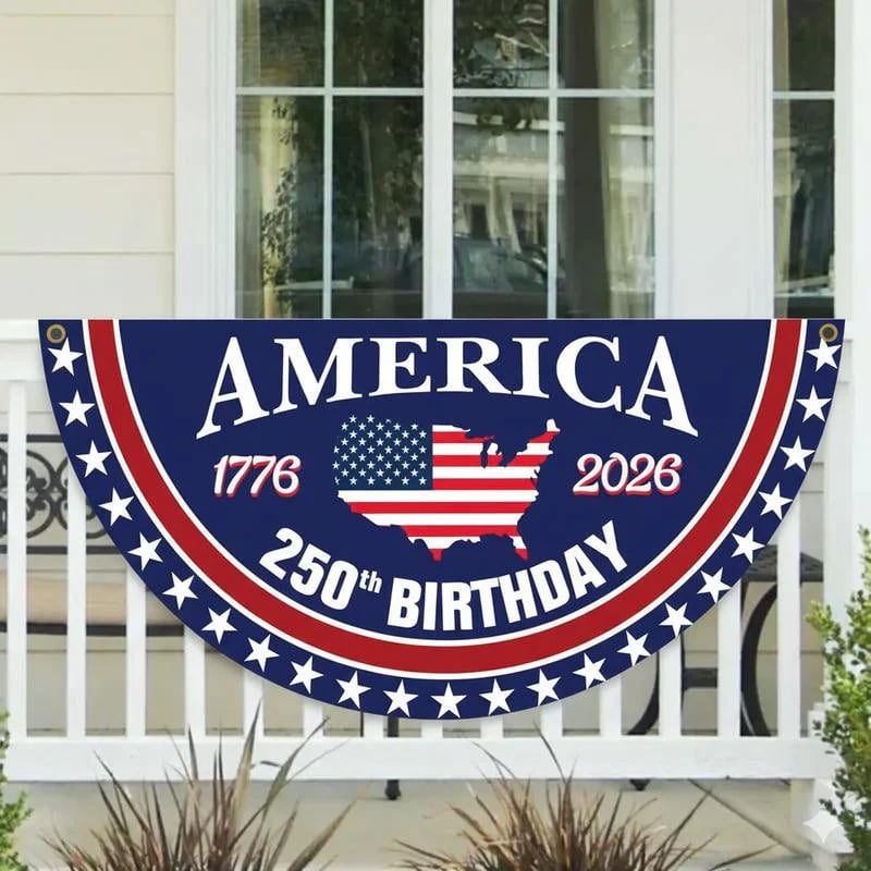 🇺🇸🗽USA 250th Anniversary Flag Half Round Banner🦅
