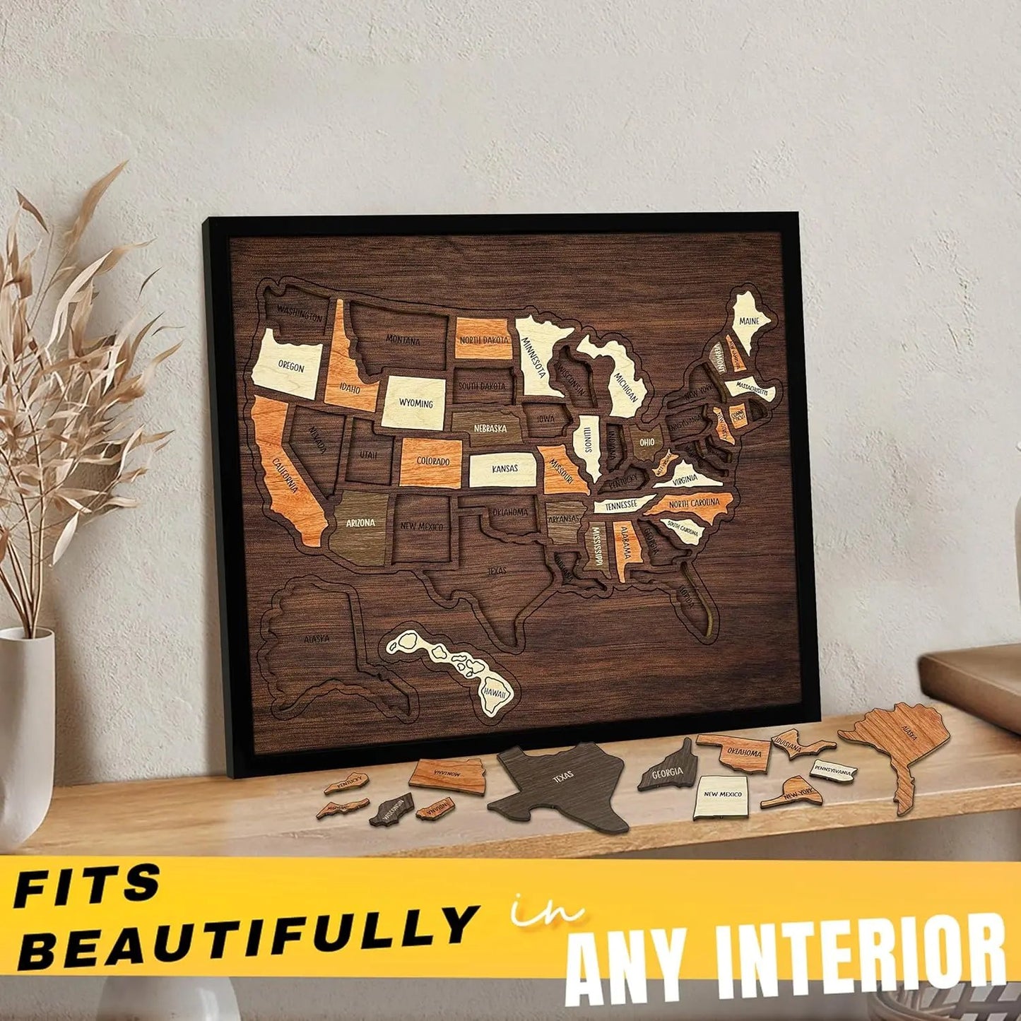 🌍 Wooden USA Travel Map Puzzle 🧩 – A Stylish Way to Track Your Journeys & Memories ✨ Limited Time Offer！