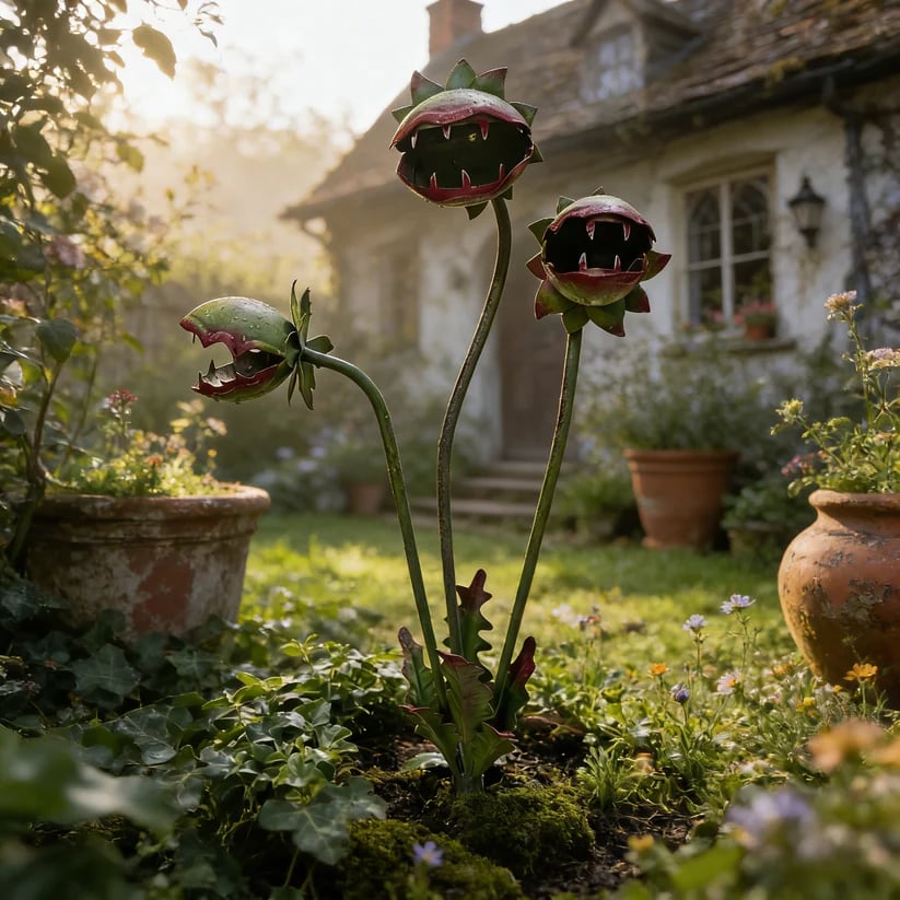 ⏰ Last Day 50% Off: 🪴 Whimsical Metal Carnivorous Plant Garden Stake