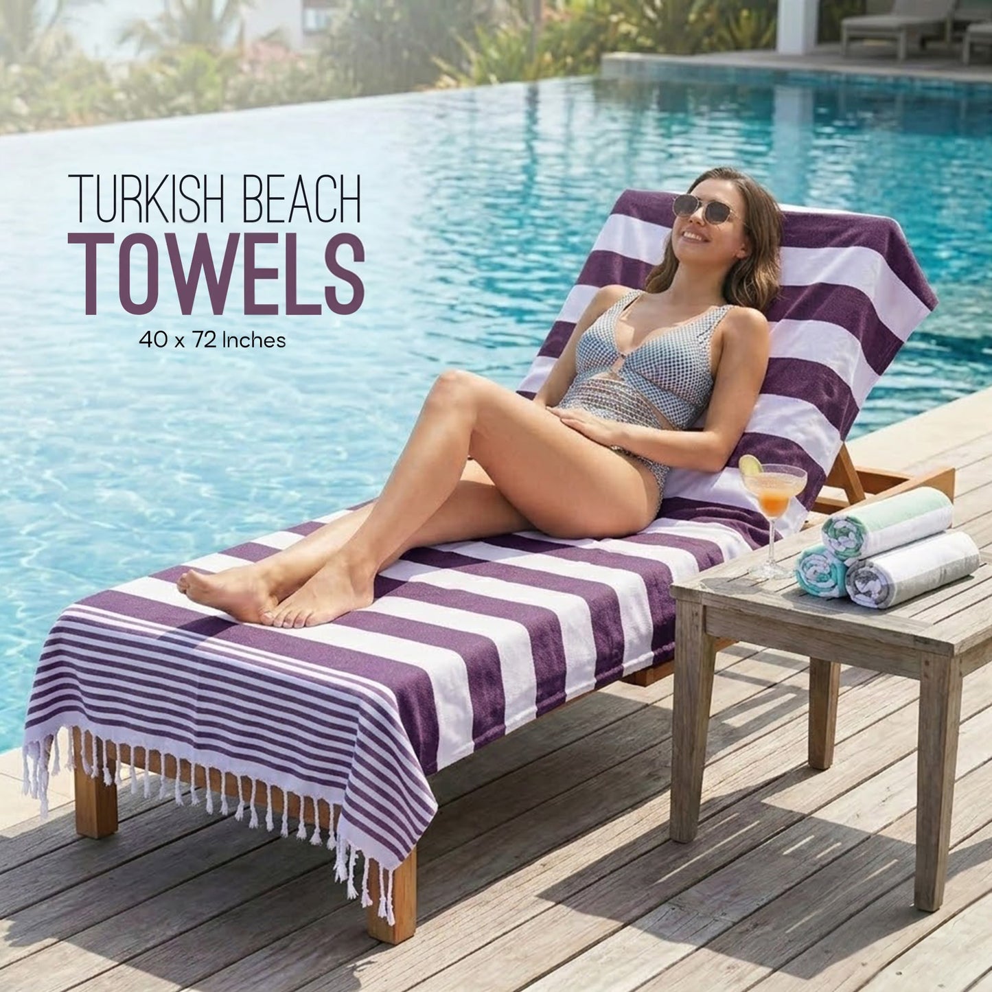 Utopia Towels Turkish Beach Towels – 40x72”, Oversized Cotton, Lightweight, Sand-Free & Quick-Dry